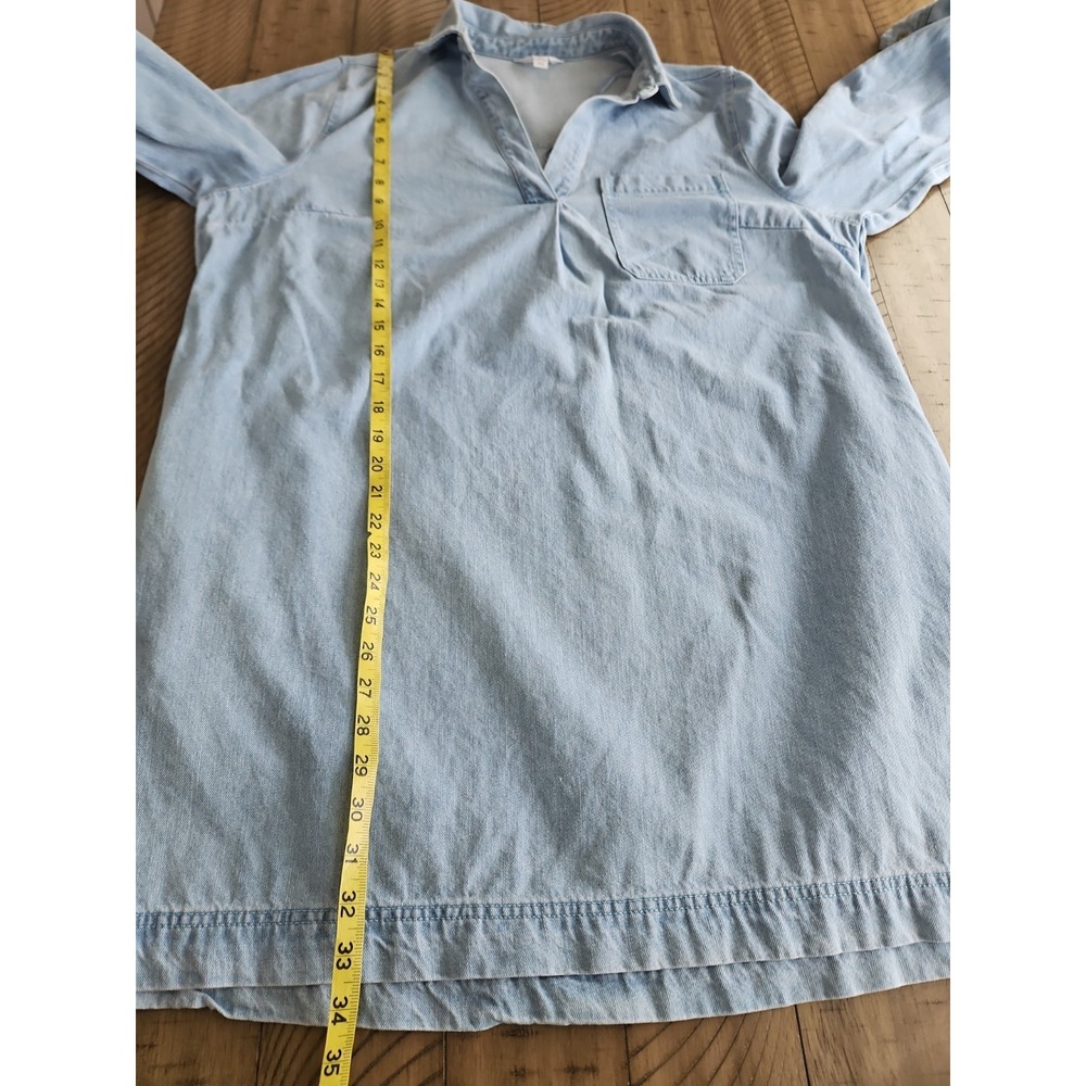 Time And Tru Denim Dress XL Blue Pockets Minimalist Cotton Basic Coastal Capsule - Picture 11 of 16